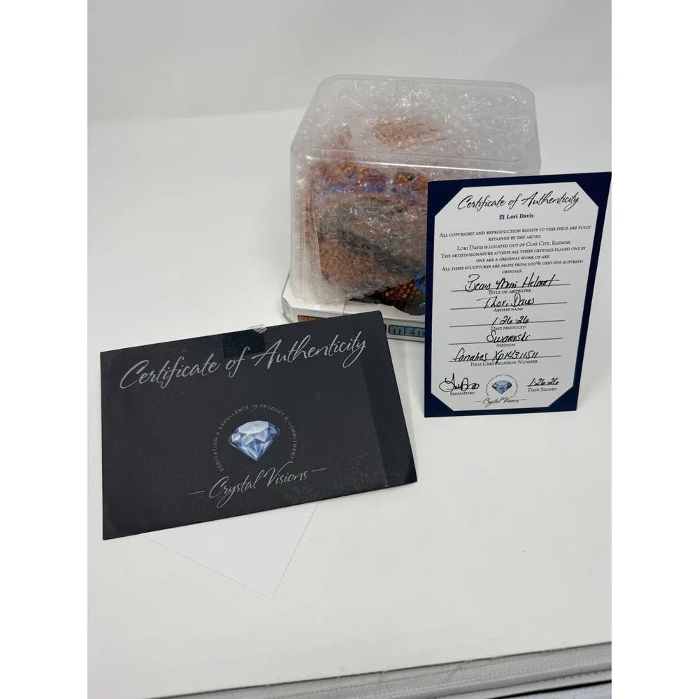 RARE Dual Signed Caleb Williams/Rome Odunze SWAROVSKI Crystal Mini Helmet Bears